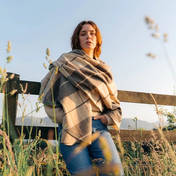 New Lambs Wool Wrap Cape Cream Beige (Made in Ireland)